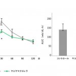 ヤエヤマクロレラの摂取により血糖値の上昇が抑制された研究結果が確認されました（マウスによる試験）